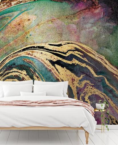 Green Marble Background Mural by Lara Skinner