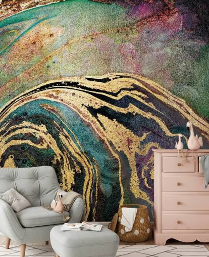 Grøn Marmor Baggrund Mural af Lara Skinner