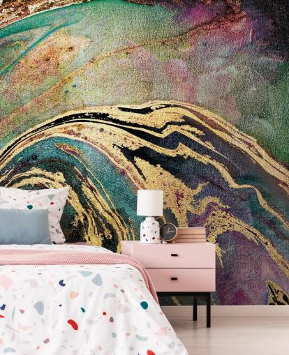 Green Marble Background Mural by Lara Skinner
