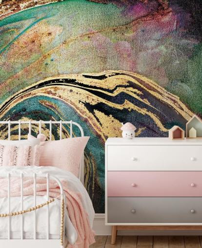 Green Marble Background Mural by Lara Skinner