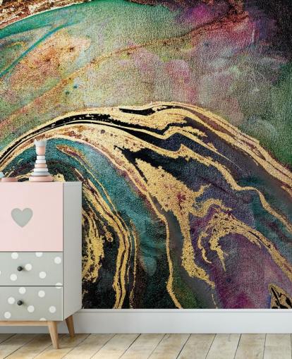 Green Marble Background Mural by Lara Skinner