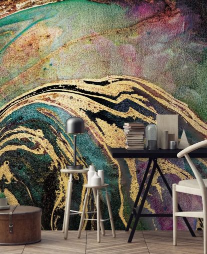 Green Marble Background Mural by Lara Skinner