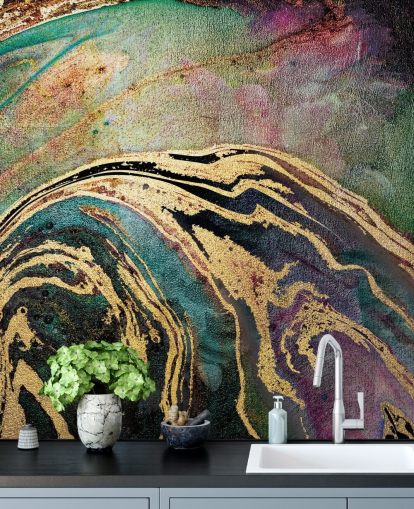 Green Marble Background Mural by Lara Skinner