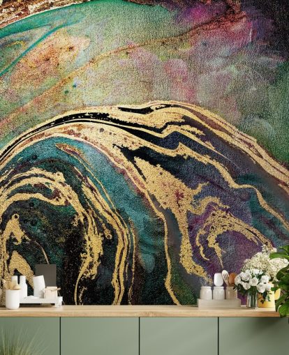 Decorazione murale con sfondo marmo verde di Lara Skinner Decorazione murale con sfondo marmo verde di Lara Skinner