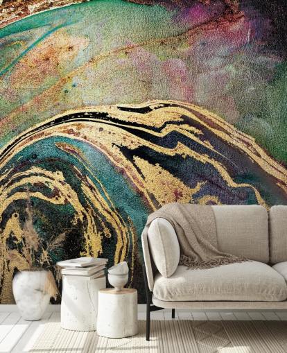 Papier Peint Fresque Marbre Vert par Lara Skinner