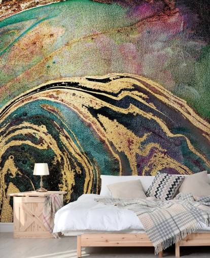 Decorazione murale con sfondo marmo verde di Lara Skinner Decorazione murale con sfondo marmo verde di Lara Skinner