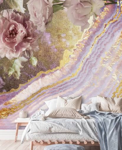 Metallic-Blumenachat-Tapete von Lara Skinner