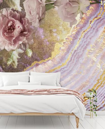 Metallic-Blumenachat-Tapete von Lara Skinner