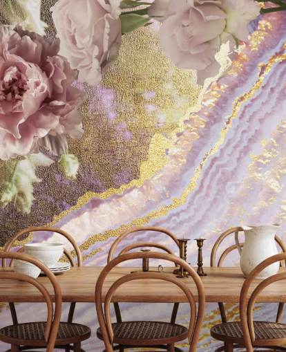 Papel pintado de ágata floral metálica de Lara Skin