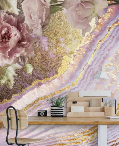 Metallic Floral Agaat Behang van Lara Skinner
