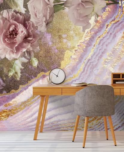 Papel pintado de ágata floral metálica de Lara Skin