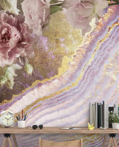 Metallic-Blumenachat-Tapete von Lara Skinner