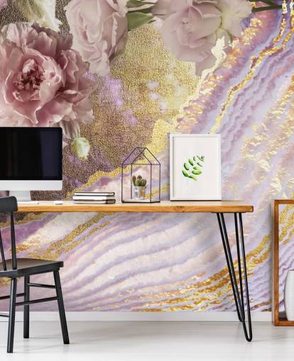 Metallic-Blumenachat-Tapete von Lara Skinner