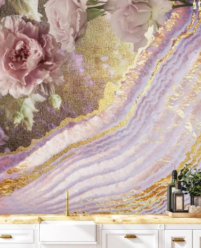 Papel pintado de ágata floral metálica de Lara Skin