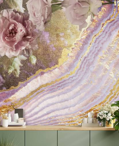 Metallic-Blumenachat-Tapete von Lara Skinner