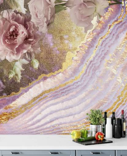 Metallic-Blumenachat-Tapete von Lara Skinner