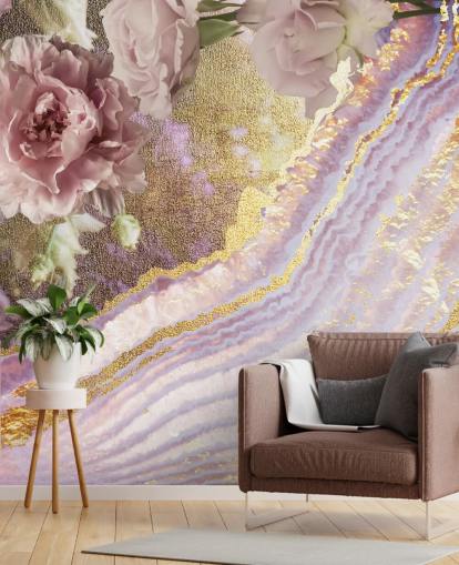 Metallic Floral Agate Baggrund af Lara Skinner