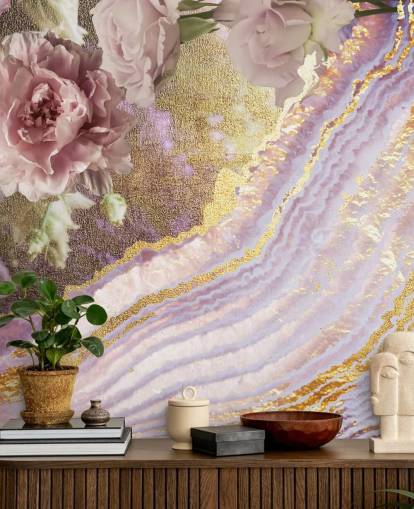 Metallic-Blumenachat-Tapete von Lara Skinner