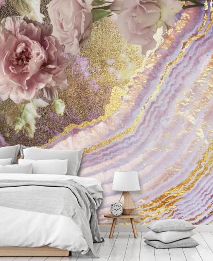 Metallic-Blumenachat-Tapete von Lara Skinner