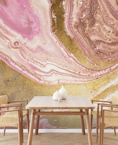 Pink Pastel Agate Marble Mural by Lara Skinner