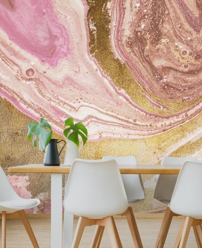 Pink Pastel Agate Marble Mural by Lara Skinner