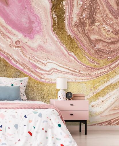 Pink Pastel Agate Marble Mural by Lara Skinner