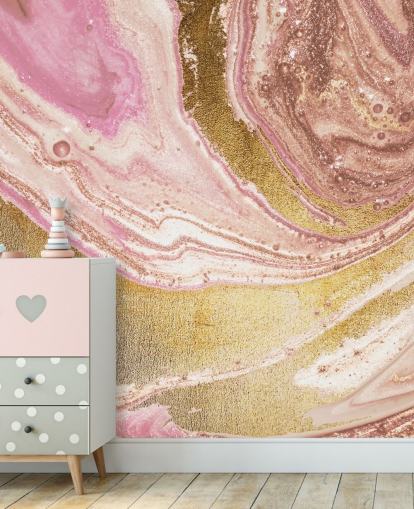 Pink Pastel Agate Marble Mural by Lara Skinner