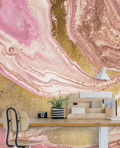 Pink Pastel Agate Marble Mural by Lara Skinner