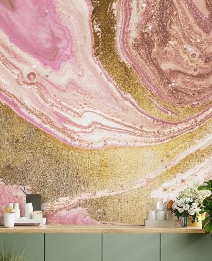 Mural de mármore de ágata pastel rosa por Lara Skinner