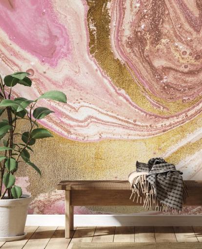 Roze pastel agaat marmeren muurschildering van Lara Skinner Roze pastel agaat marmeren muurschildering van Lara Skinner