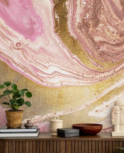 Mural de mármore de ágata pastel rosa por Lara Skinner Mural de mármore de ágata pastel rosa por Lara Skinner