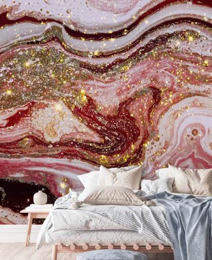 Violet Pink Agate Marble Mural by Lara Skinner