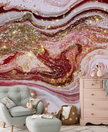 Violet Pink Agate Marble Mural by Lara Skinner