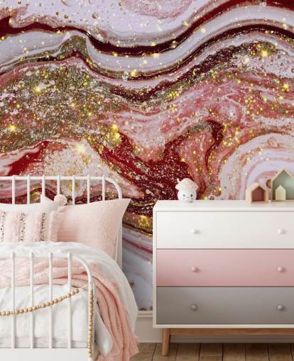 Violet Pink Agate Marble Mural by Lara Skinner