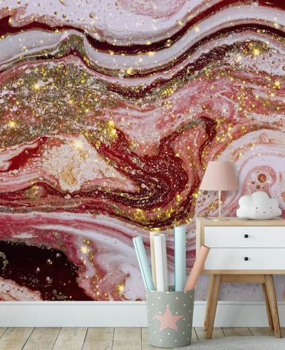 Violet Pink agat marmor vægmaleri af Lara Skinner