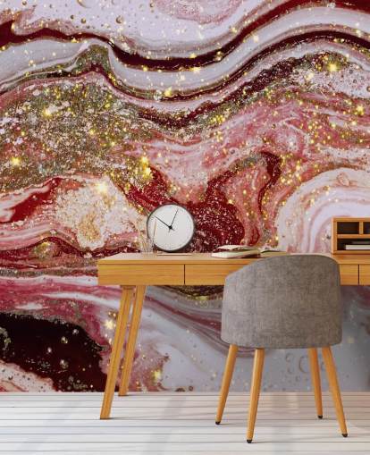 Décoration murale en marbre agate rose violet par Lara Skinner