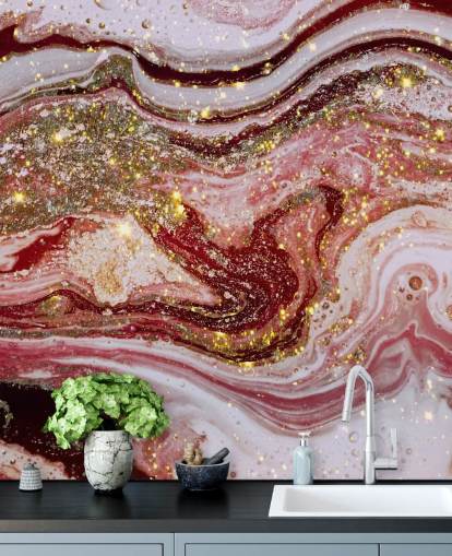 Violet Pink Agate Marble Mural by Lara Skinner