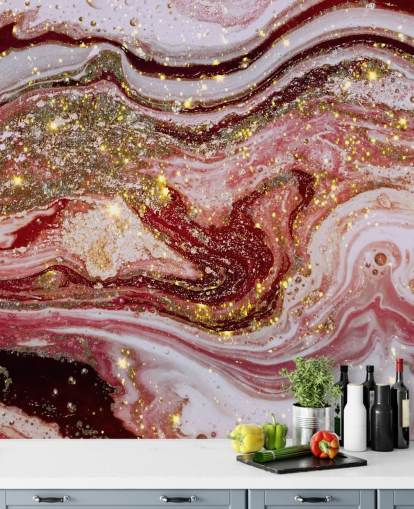 Violet Pink Agate Marble Mural by Lara Skinner