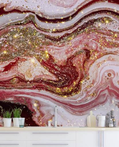 Decorazione murale in marmo viola con agata rosa di Lara Skinner Decorazione murale in marmo viola con agata rosa di Lara Skinner