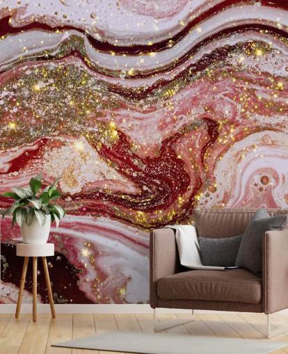 Violet Pink Agate Marble Mural av Lara Skinner