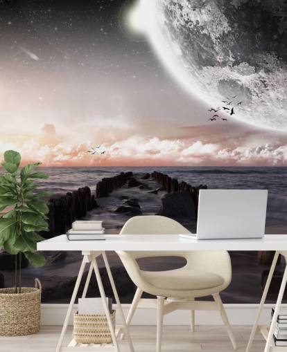 ranta yöllä suuri kuu tapetti ranta yöllä suuri kuu tapetti