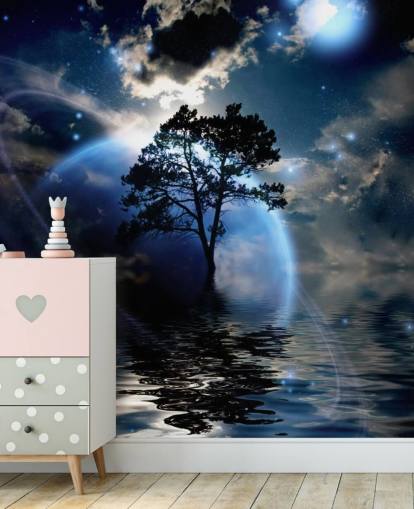 Decorazione murale con paesaggio alieno Decorazione murale con paesaggio alieno