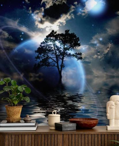 Decorazione murale con paesaggio alieno Decorazione murale con paesaggio alieno