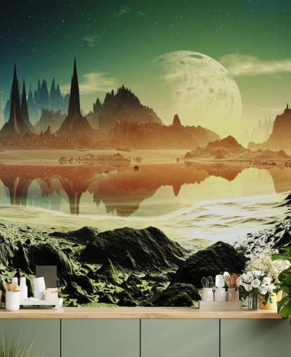 Decorazione murale con paesaggio fantasy