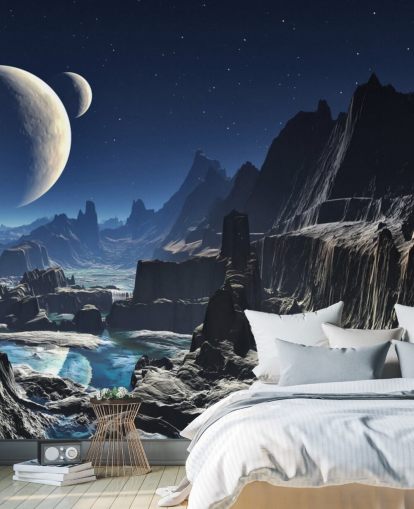 Mural Cañón extraterrestre iluminado por la luna