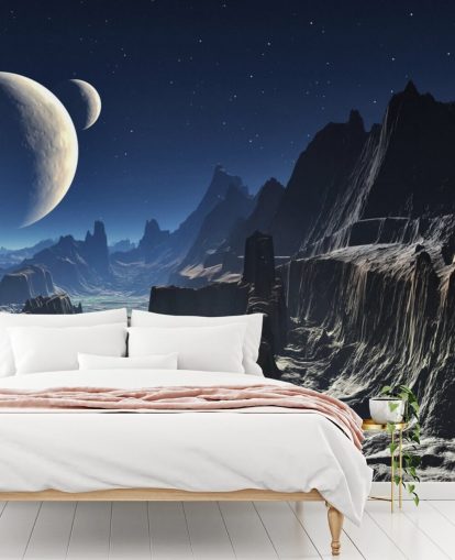 Moonlit Alien Valley Canyon Mural