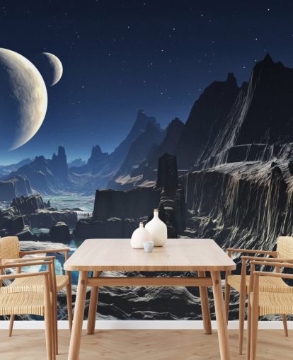 Mural Cañón extraterrestre iluminado por la luna