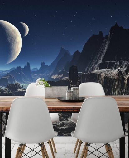 Moonlit Alien Valley Canyon Mural