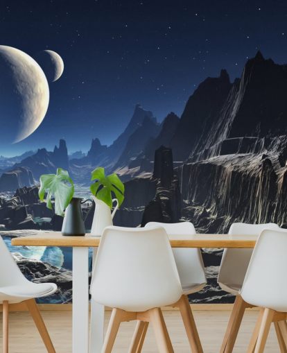Moonlit Alien Valley Canyon Mural