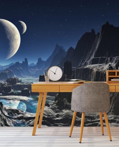 Mural Cañón extraterrestre iluminado por la luna